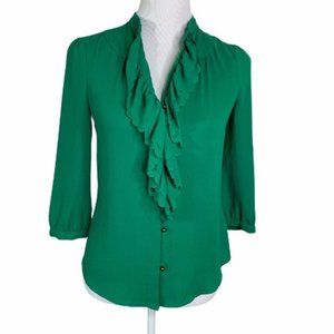 Anthropologie HD in Paris Ruffled Neck Button Top